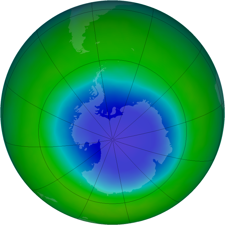Antarctic ozone map for November 2010